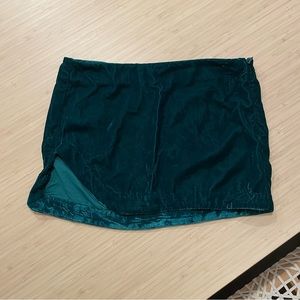 Free people green velvet mini skirt 0